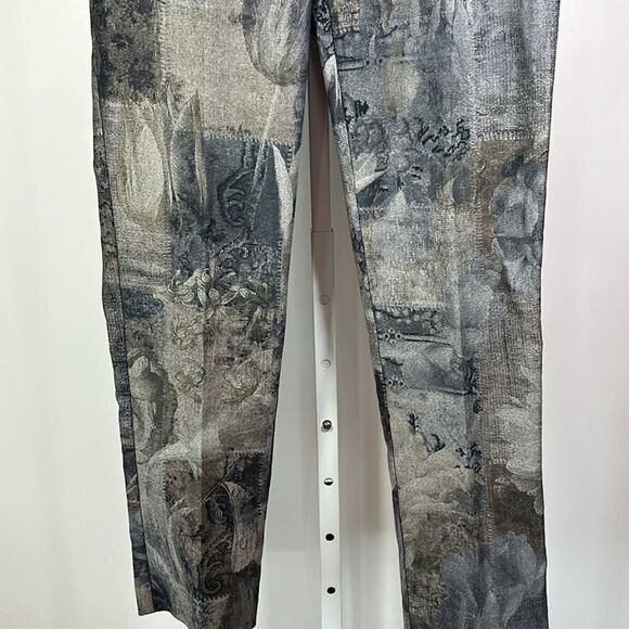 LISETTE L Women’s Pull On Allover Print Skinny Cropped Pants Green/Gray Size 6 - Picture 4 of 10